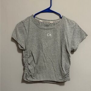 Calvin Klein Gray Short Sleeve Cropped Tee with Side Ruching